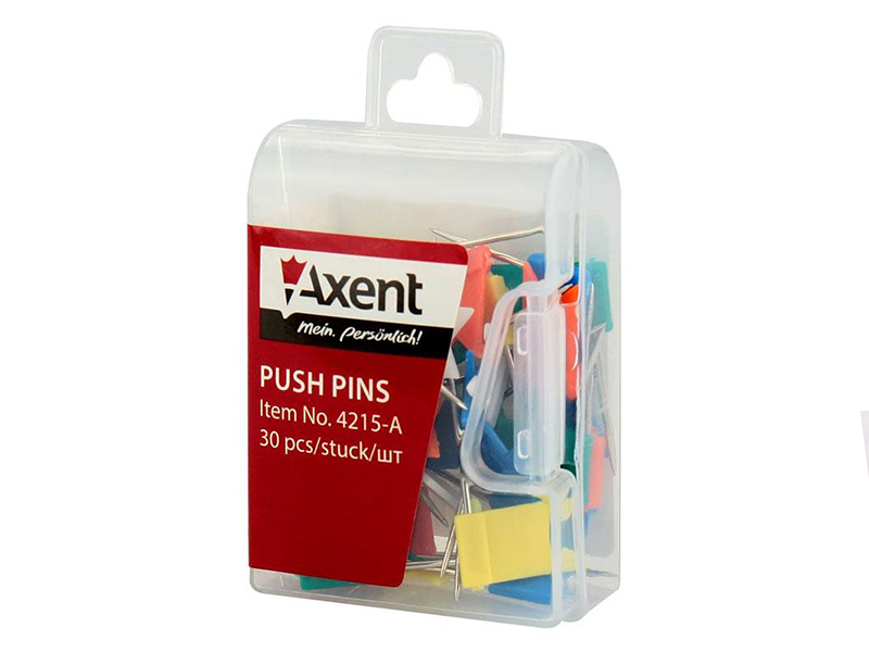 Кнопки-цвяшки прапорці кольорові 30шт (пластик.уп.) Axent