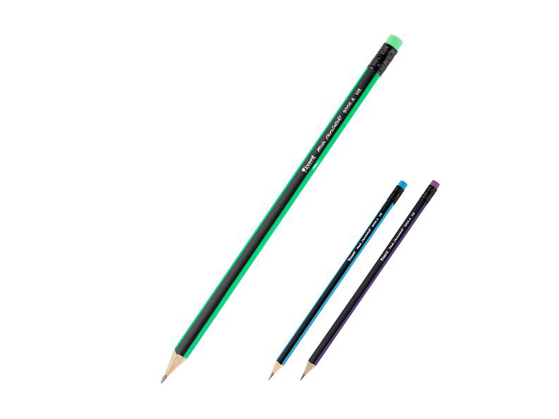 Олівець графітовий HB з ластиком Axent 9006-А тригранний, асорті