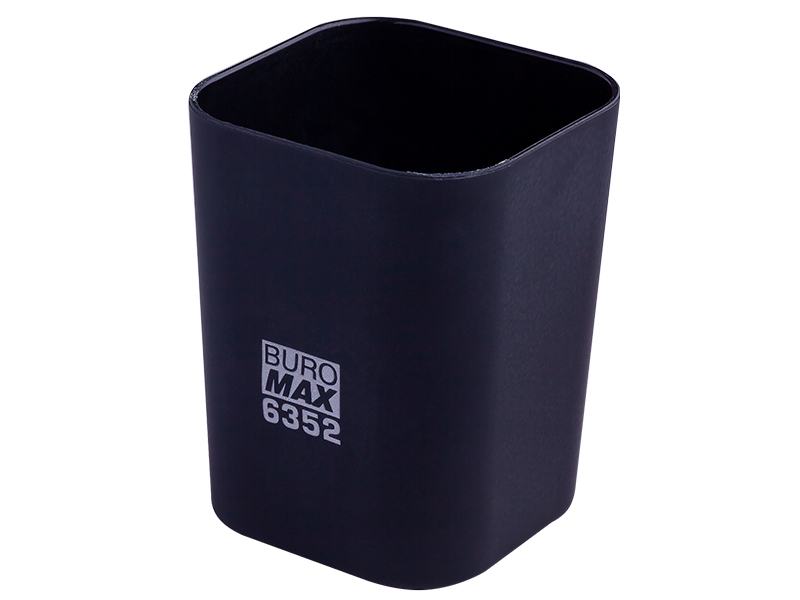 Підставка для ручок пластикова на 1відд. квадратна Rubber touch, чорний