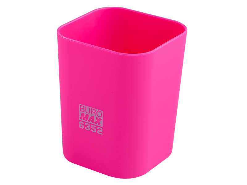 Підставка для ручок пластикова на 1відд. квадратна Rubber touch, рожевий