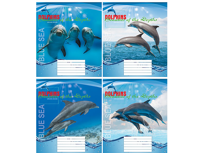 Зошит шкільний 18арк. клітинка (3106) "Дельфіни"