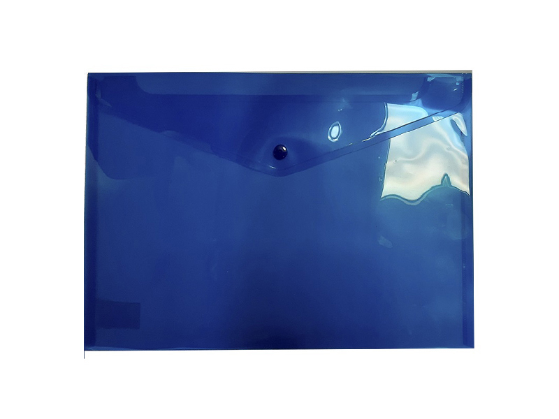 Папка-конверт на кнопці А5 прозора, пластик глянсовий 170мкм, Buromax, синій