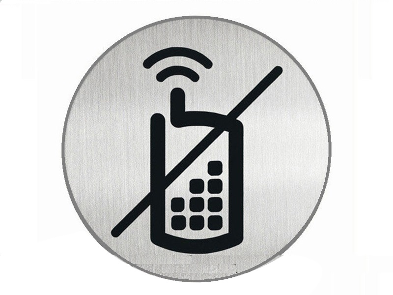Пиктограмма "Разговор по телефону запрещен" d-83 мм Durable, серебристый металлик