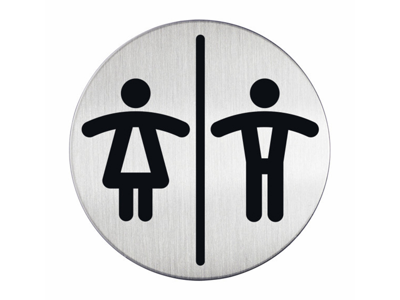 Піктограма "WC жіночий/чоловічий" d-83 мм Durable, сріблястий металік