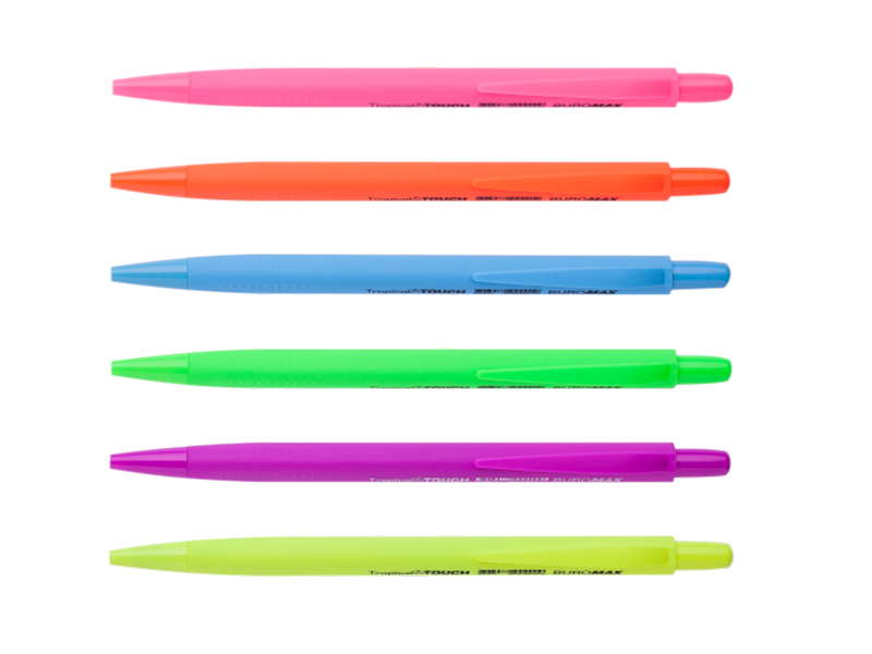 Ручка шариковая автоматическая синяя 0,7мм на масляной основе Buromax Tropical Touch