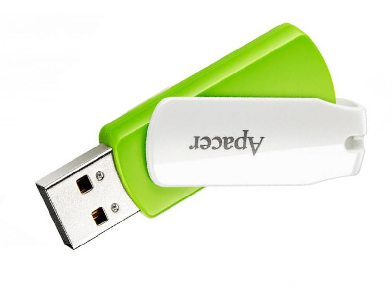 Flash USB-накопичувач 16Gb Apacer AH335 16GB Green/White (2.0), поворотний зелений/білий