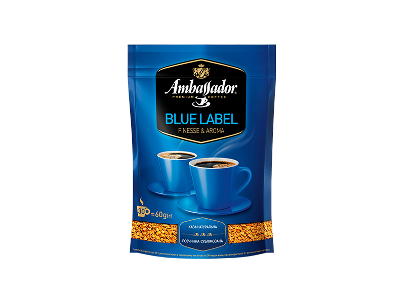 Кава Ambassador розчинна сублімована Blue Label 60г, пакет ZIP