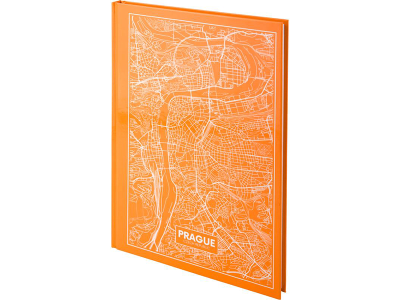 Книга канцелярська А4 96арк, клітинка, тверда обкл. "Maps Prague" Axent, персиковий