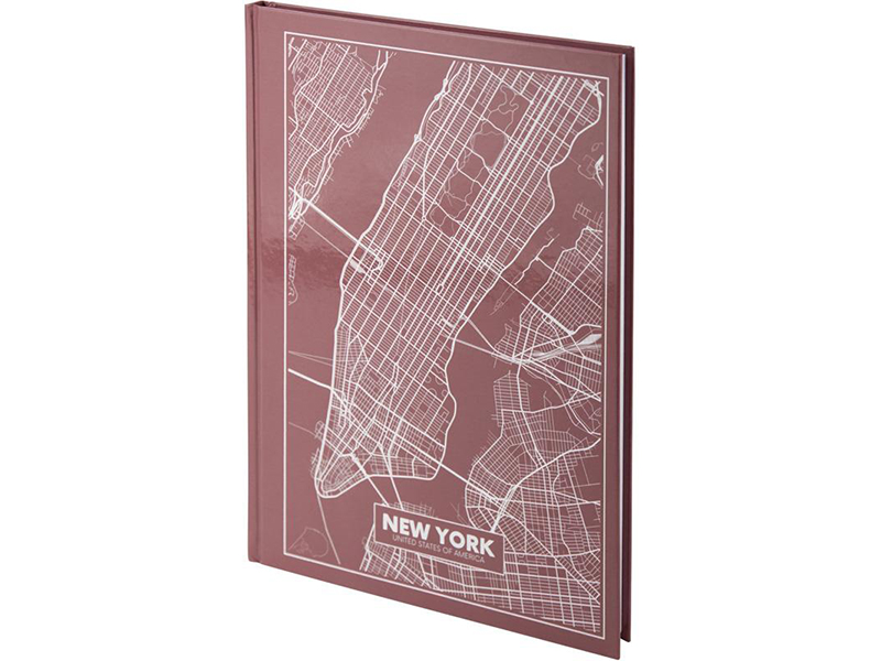 Книга канцелярська А4 96арк, клітинка, тверда обкл. "Maps New York" Axent, рожево-коричневий