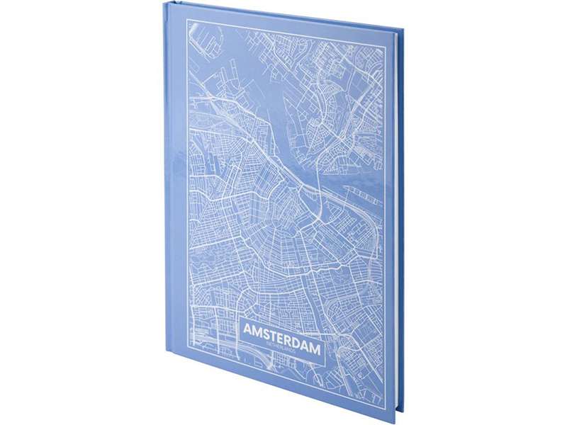 Книга канцелярська А4 96арк, клітинка, тверда обкл. "Maps Amsterdam" Axent, блакитний