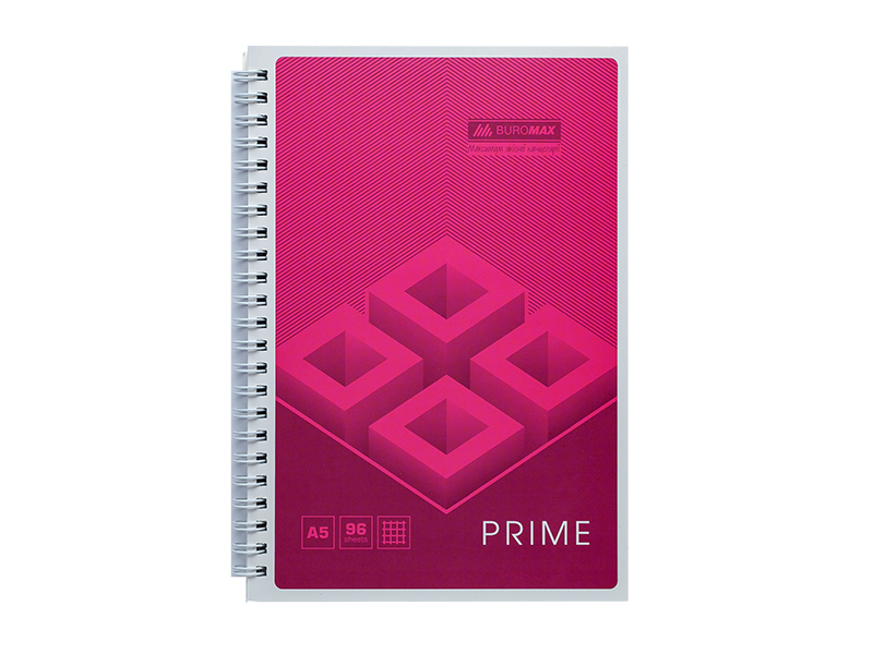 Зошит на пружині А5 96арк PRIME обкл. ламін.картон, рожевий