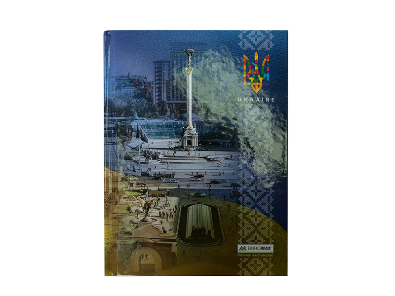 Записная книжка А5 BUROMAX 96арк., тверда обкл., (клітинка) "UKRAINE", синій