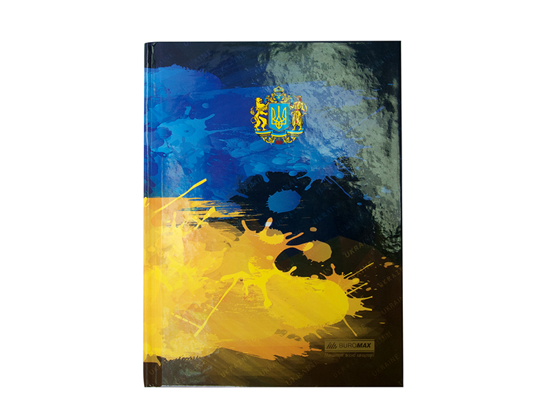 Записная книжка А5 BUROMAX 96арк., тверда обкл., (клітинка) "UKRAINE", синьо-жовтий