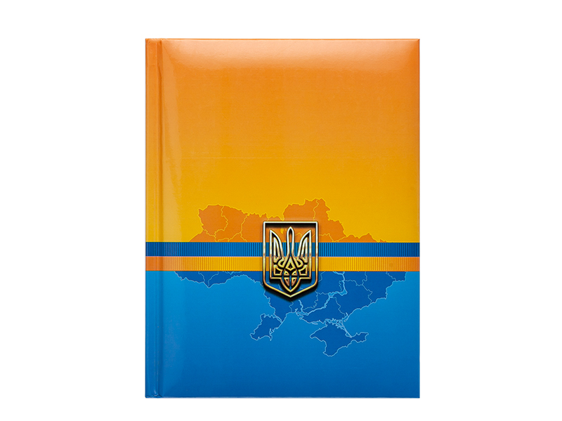 Записна книжка А5 BUROMAX "UKRAINE" 80арк., тверда обкл., білий блок (клітинка), синій/жовтий