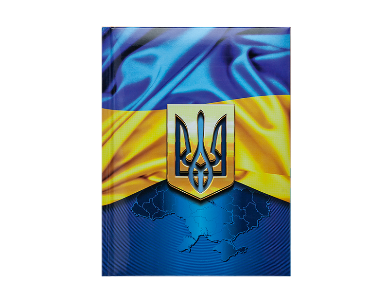 Записна книжка А5 BUROMAX "UKRAINE" 80арк., тверда обкл., білий блок (клітинка), т.синій/жовтий