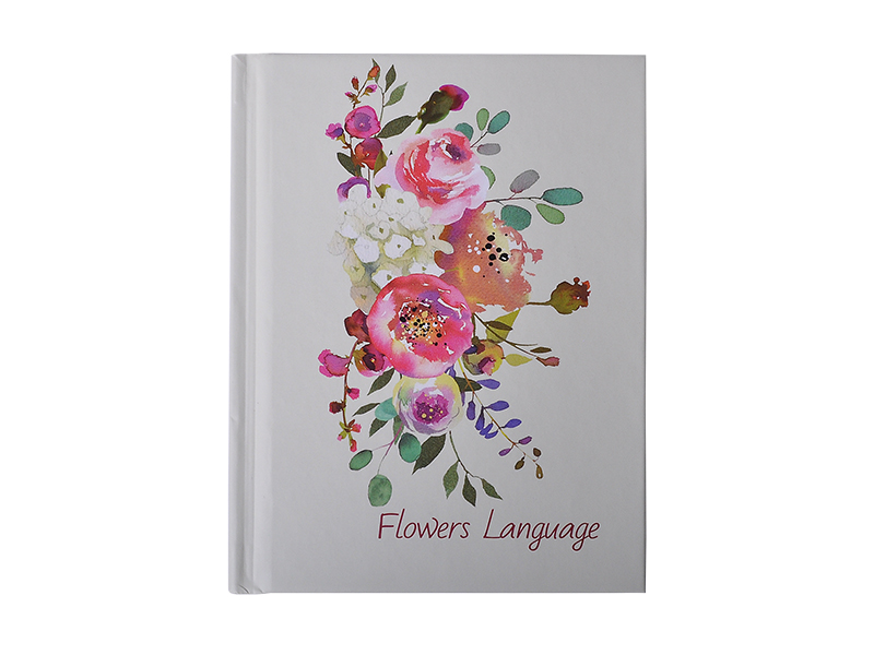 Записна книжка А6 BUROMAX "FLOWERS LANGUAG" 64сарк., тверда обкл., кремовий блок (клітинка), білий перламутр