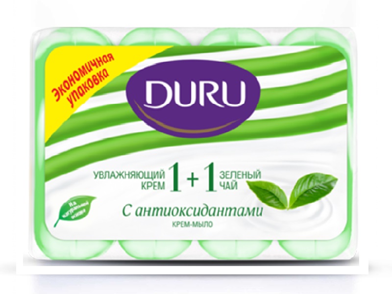 Мыло туалетное DURU 1+1 Soft Sensations 4х90г, зеленый чай и крем