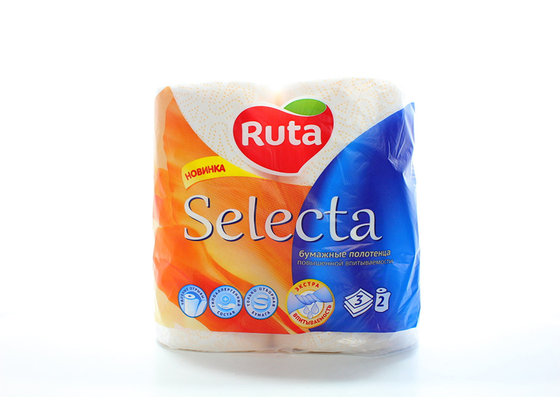 Рушники паперові целюлозні в рулоні 3шар/105відр. (2рул) Ruta "Selecta", білі