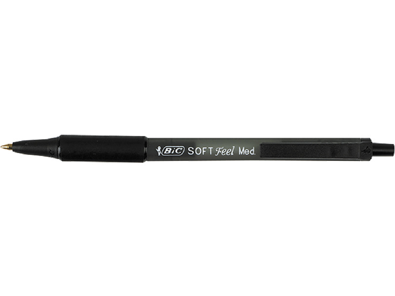 Ручка шариковая автоматическая черная на масляной основе BIC  SOFT CLIC GRIP