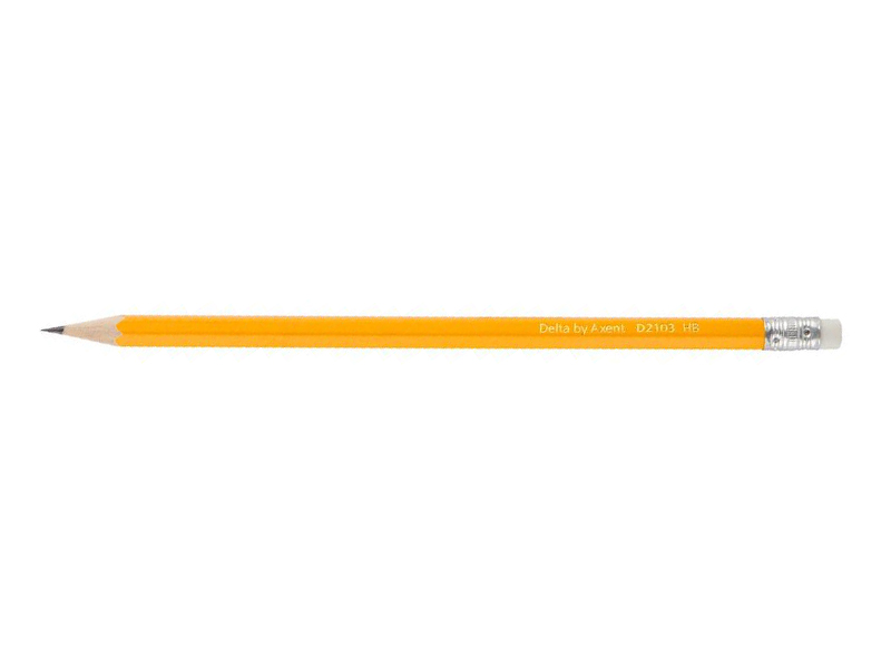 Олівець графітовий НВ з ластиком Delta, жовтий