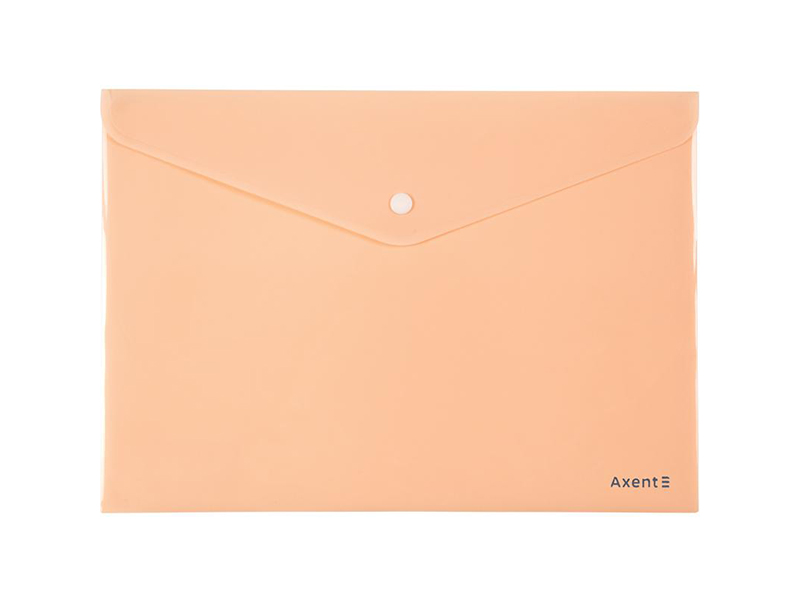 Папка-конверт на кнопці А4 непрозора, пластик 180мкм Axent Pastelini, персиковий