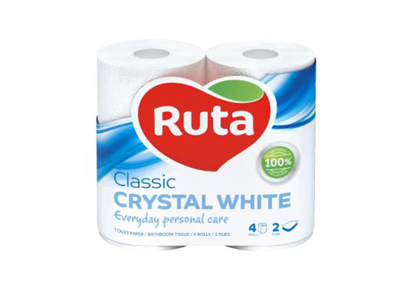 Туалетная бумага в рулоне целлюлозная Двухcлойная 170отр. (4рул) Ruta Classic, супербелая