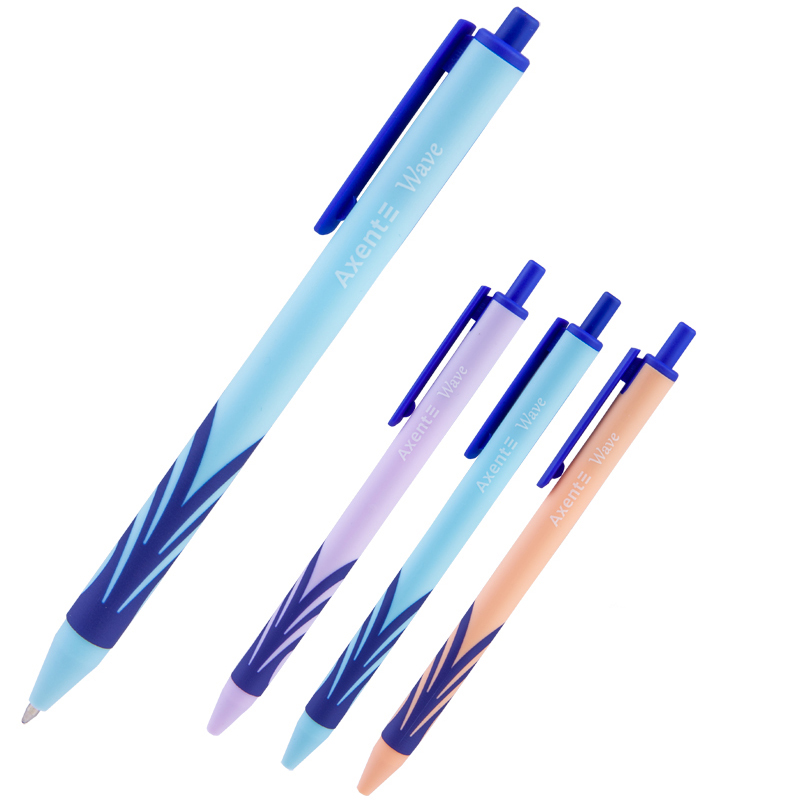 Ручка кулькова автоматична синя 0,5мм Axent Wave