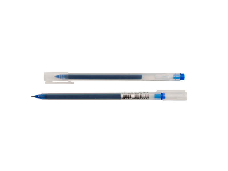 Ручка гелева синяя 0,5мм Buromax MAXIMA, прозрачный корпус