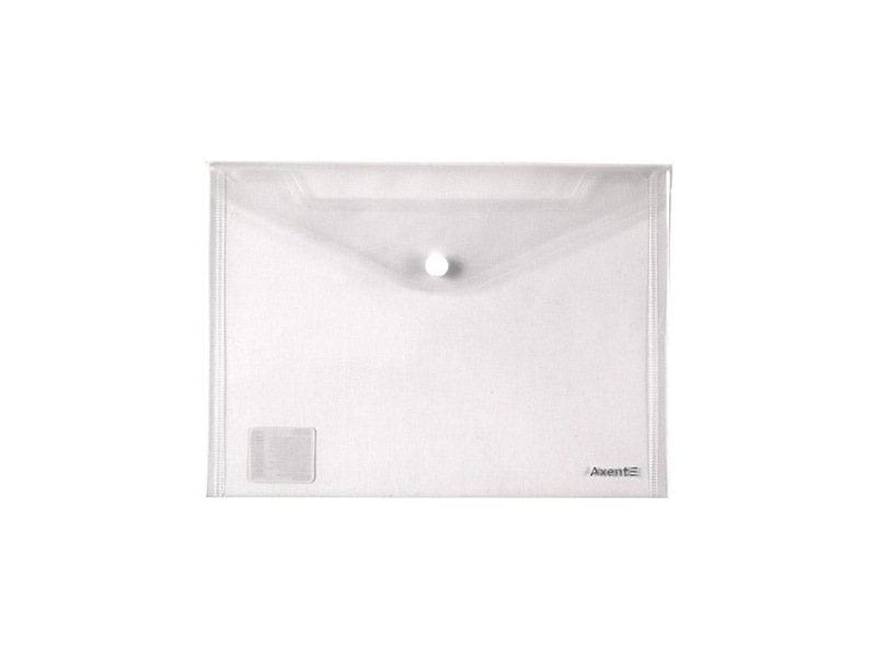 Папка-конверт на кнопці А5 прозора, пластик глянсовий 180мкм, Axent, прозорий