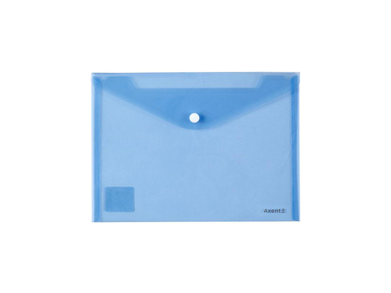 Папка-конверт на кнопці А5 прозора, пластик глянсовий 180мкм, Axent, синій