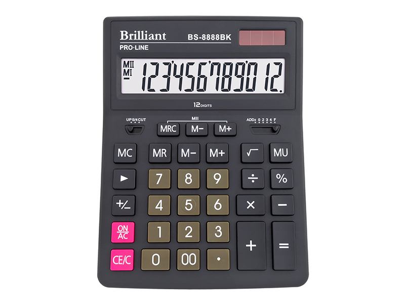 Калькулятор 12 розрядний Brilliant BS-8888BK, 155х205х35мм, чорний