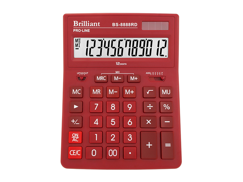 Калькулятор 12 розрядний Brilliant BS-8888RD, 155х205х35мм, червоний