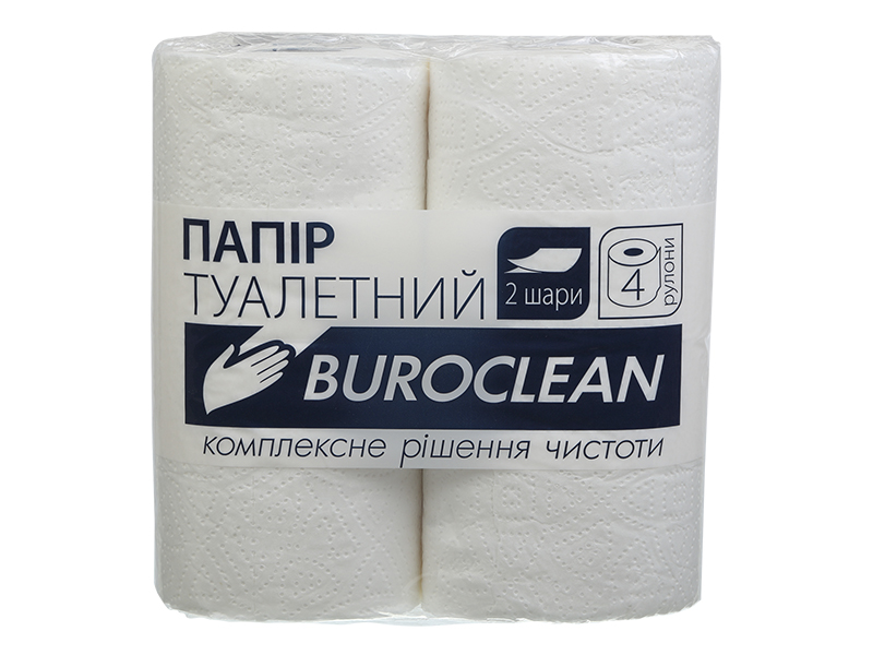 Туалетний папір в рулоні целюлозний з гільзою 2шар/120 (4рул) BUROCLIAN, білий
