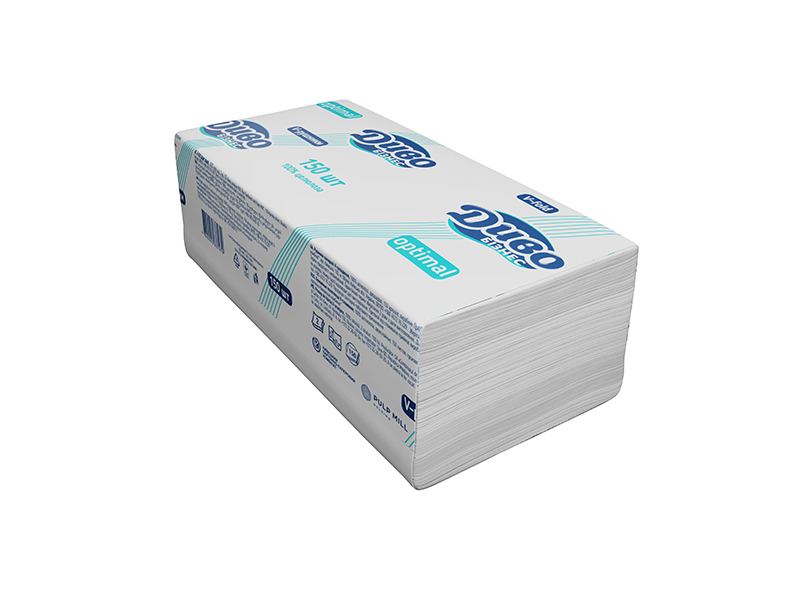 Полотенца бумажные V-сл. целлюлозные 2-сл. 150шт "Диво OPTIMAL", (23х21) белый